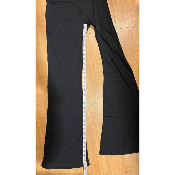 PLT NWT Black Ribbed Strappy Square Neck Flared Jumpsuit Fall Streetwear Chic - Picture 10 of 12